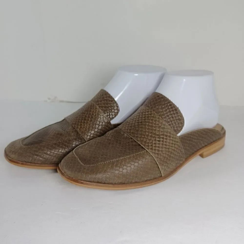Free People Women’s EU37 US7 At Ease Leather Snakeskin Slip On Mule Loafers